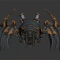 Steampunk Mechanical Spider Creature With Blue Body Copper Accents And Metallic Legs