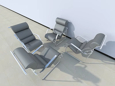 Modern Gray Single Seater Sofa With Metal Frame And Light Floor Setting 3d model