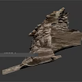Detailed 3D Rock Model Display With Textured Base Small Stones And Label