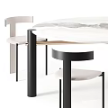 Modern Round Dining Table Set With Marble Top And Four Black Frame Chairs 3d model