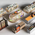 Various Retail Display Shelves With Multi Tiered Design And Counter Units