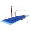 Gymnastic Training Equipment With Uneven Bars Balance Beam And Blue Mats
