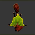 Cute Red Feathered Game Movie Character With Green Wings Big Eyes And Gear