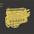 Metallic Automotive Engine With Multi Cylinder Structure And Mechanical Components
