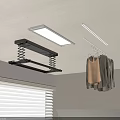 Ceiling Mounted Retractable Clothes Hanger With Hanging Clothes Ceiling Light And Window Blinds 3d model