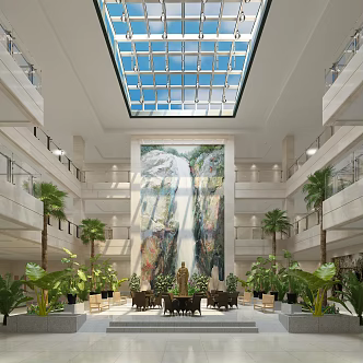 Modern lobby hotel lobby 3d model