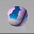 Glossy Decorative Sphere With Soft Pastel Purple And Blue Abstract Cloud Like Patterns 3d model