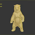 Standing Brown Bear 3D Model With Upright Posture On Gray Background 3d model