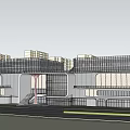Modern Commercial Complex Design Featuring Green Roof and Surrounding High Rise Buildings