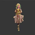 Game Movie Character Blonde Hair Brown Outfit Standing Pose With Sword And Pink Boots