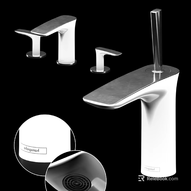 Modern Bathroom Faucet Set With Single Handle And Chrome Finish Matching Drain Assembly 3d model 