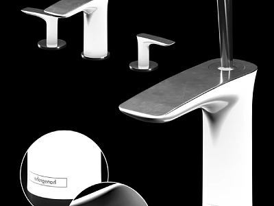 Modern Bathroom Faucet Set With Single Handle And Chrome Finish Matching Drain Assembly 3d model