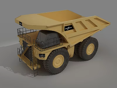 Yellow Heavy Duty Mining Dump Truck with Large Tires and Open Dump Bed 3d model