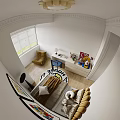 Minimalist Kids Bedroom With Bed Chair Rug And Blinds