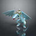 Knight In Shiny Armor Riding Silver Dragon With Spear And Large Wings