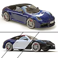 Blue And White Porsche Sports Cars With Stylish Exterior And Alloy Wheels