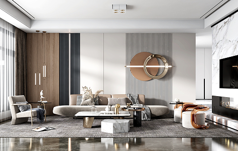 Light Luxury Living Room 3d model