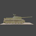 Military Tank Weapon With Green Paint Long Cannon Tracks And Machine Gun