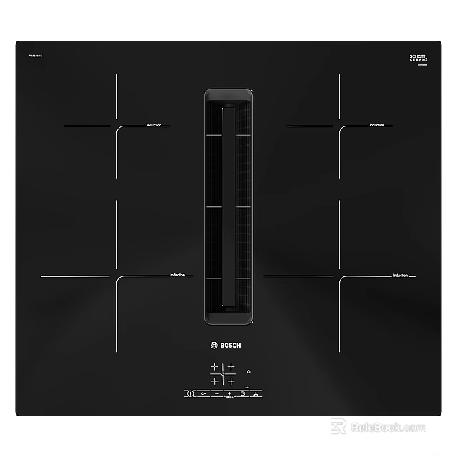 BOSCH Induction Cooktop Kitchen Appliance With Black Surface Multiple Heating Zones And Control Panel 3d model 
