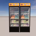 Two Upright Beverage Coolers With Fanta Sprite Logos Filled With Bottled Drinks