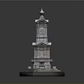 Historic Multi Tiered Stone Bell Tower With Hexagonal Base And Carvings 3d model