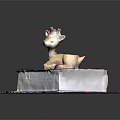 Colorful Thick Book With Decorative Lying Deer Figurine And Flower Decoration On Head