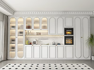 Elegant Modern Wine Cabinet Interior Design With Glass Doors And Soft Lighting 3d model