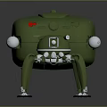 Green Mechanical Robot With Multiple Legs Red Lights And Silver Components 3d model
