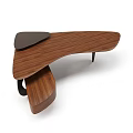 Modern Wooden Office Desk With Unique Curved Design And Attached Tray Surface