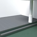 Kindergarten Outdoor Platform Featuring Gray Steps White Carved Railings Pillar And Green Ground