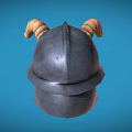 Black Helmet With Ram Horns And White X Symbol For Fantasy Character Creature