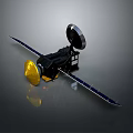 Spacecraft with Solar Panels Dish Antenna Black Body and Yellow Component for Space Exploration