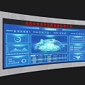 Large Embedded TV with Blue Data Analysis Interface Charts Earth Model and Data Metrics 3d model
