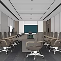 Modern Conference Room Interior With Long Table Office Chairs And Large Screen 3d model