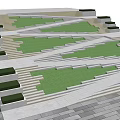 Modern Geometric Staircase Design With Green Landscaped Areas And Stone Steps