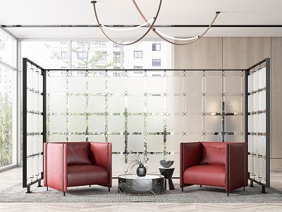 Modern leisure sofa combination glass screen partition model