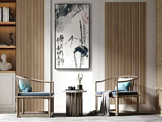 New Chinese Leisure Table and Chair Combination Leisure Chair 3d model