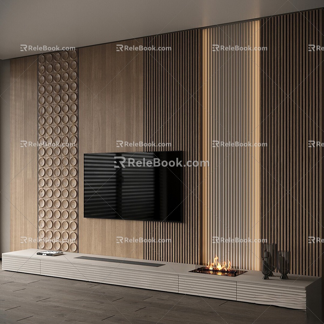 TV background wall TV decorative wall composition 3d model