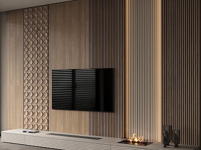 TV background wall TV decorative wall composition 3d model