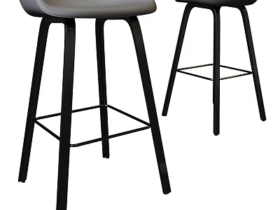 Modern Bar Stools With Gray Seat And Black Metal Frame Design 3d model