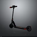 Sleek Black Electric Scooter With Red Handlebar Details And Sturdy Rubber Wheels