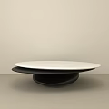 Modern Minimalist Coffee Table With White Marble Top And Black Base Design