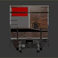Open Top Rail Freight Car With Multiple Compartments Gray Body Red Orange Markings Metal Wheels