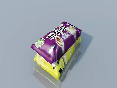 Colorful Purple and Yellow Packaged Snack Bars with Cream Filling and Sweet Taste 3d model