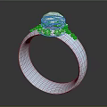 Exquisite Silver Ring Featuring Large Central Gemstone And Small Decorative Stones 3d model