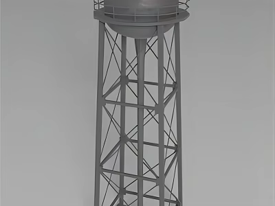 Industrial Equipment Gray Metal Frame Tower Structure With Stable Support And Top Platform 3d model