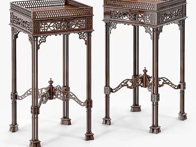 Elegant Antique Bronze Carved Coffee Tables With Intricate Decorative Legs 3d model