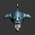 Cute Blue Cartoon Character With Pink Ears Nose And Round Body