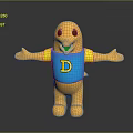 Friendly Yellow Cartoon Animal Character In Blue Shirt With Letter D And Open Arms