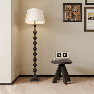 Middle Ancient Floor Lamp Low Stool Side Corner 3d model